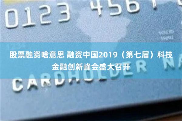 股票融资啥意思 融资中国2019（第七届）科技金融创新峰会盛大召开