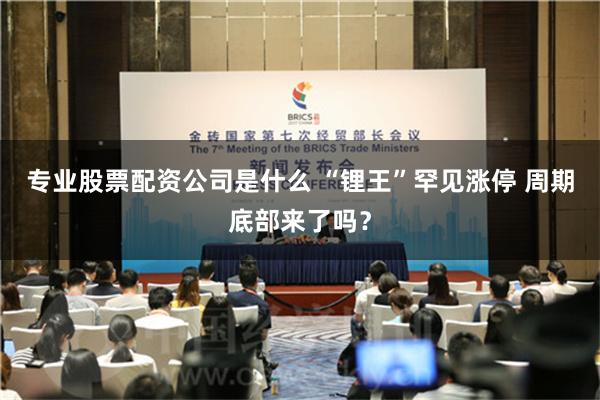 专业股票配资公司是什么 “锂王”罕见涨停 周期底部来了吗？