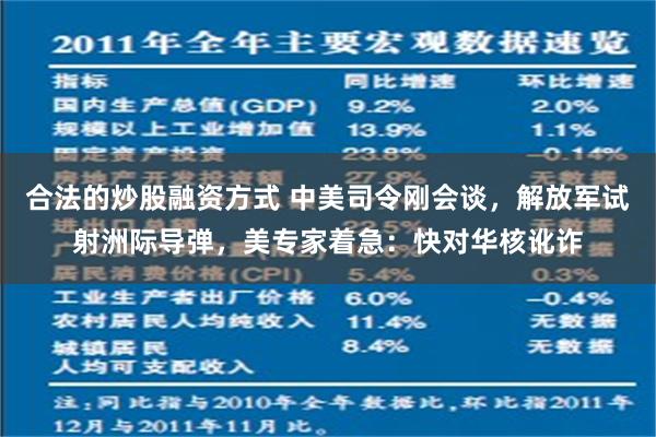 合法的炒股融资方式 中美司令刚会谈，解放军试射洲际导弹，美专家着急：快对华核讹诈
