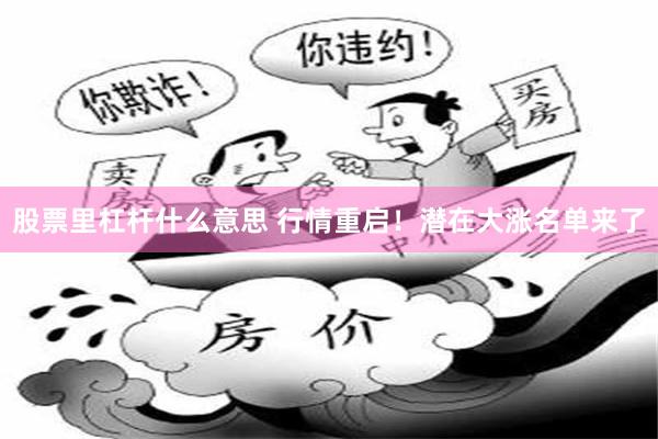 股票里杠杆什么意思 行情重启！潜在大涨名单来了