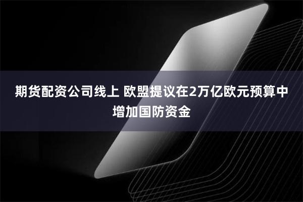 期货配资公司线上 欧盟提议在2万亿欧元预算中增加国防资金