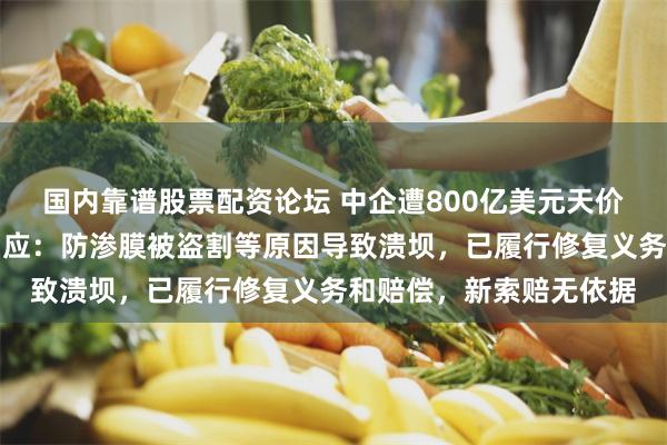 国内靠谱股票配资论坛 中企遭800亿美元天价索赔!中国有色矿业回应:防渗膜被盗割等原因导致溃坝,已履行修复义务和赔偿,新索赔无依据